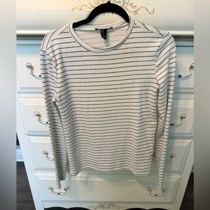 White with Black Stripped Sweater, Forever 21, Size Medium